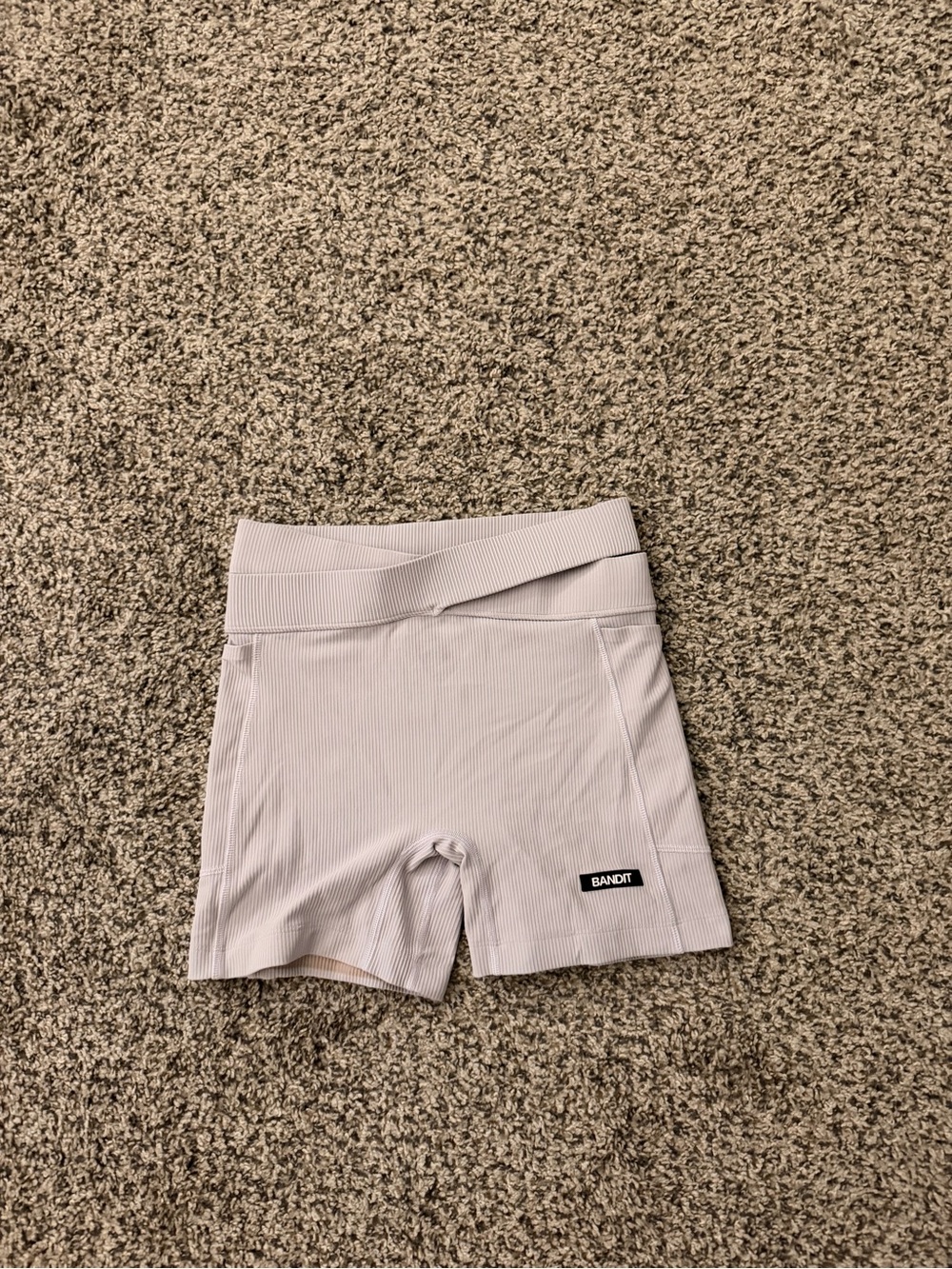 Bandit High-Rise Ribbed Athletic Shorts in Light Lavender